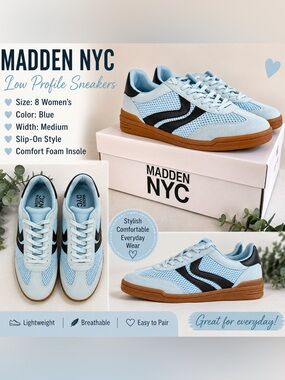 Women’s Madden N.Y.C. Low Sneakers Blue Size 8 NIB